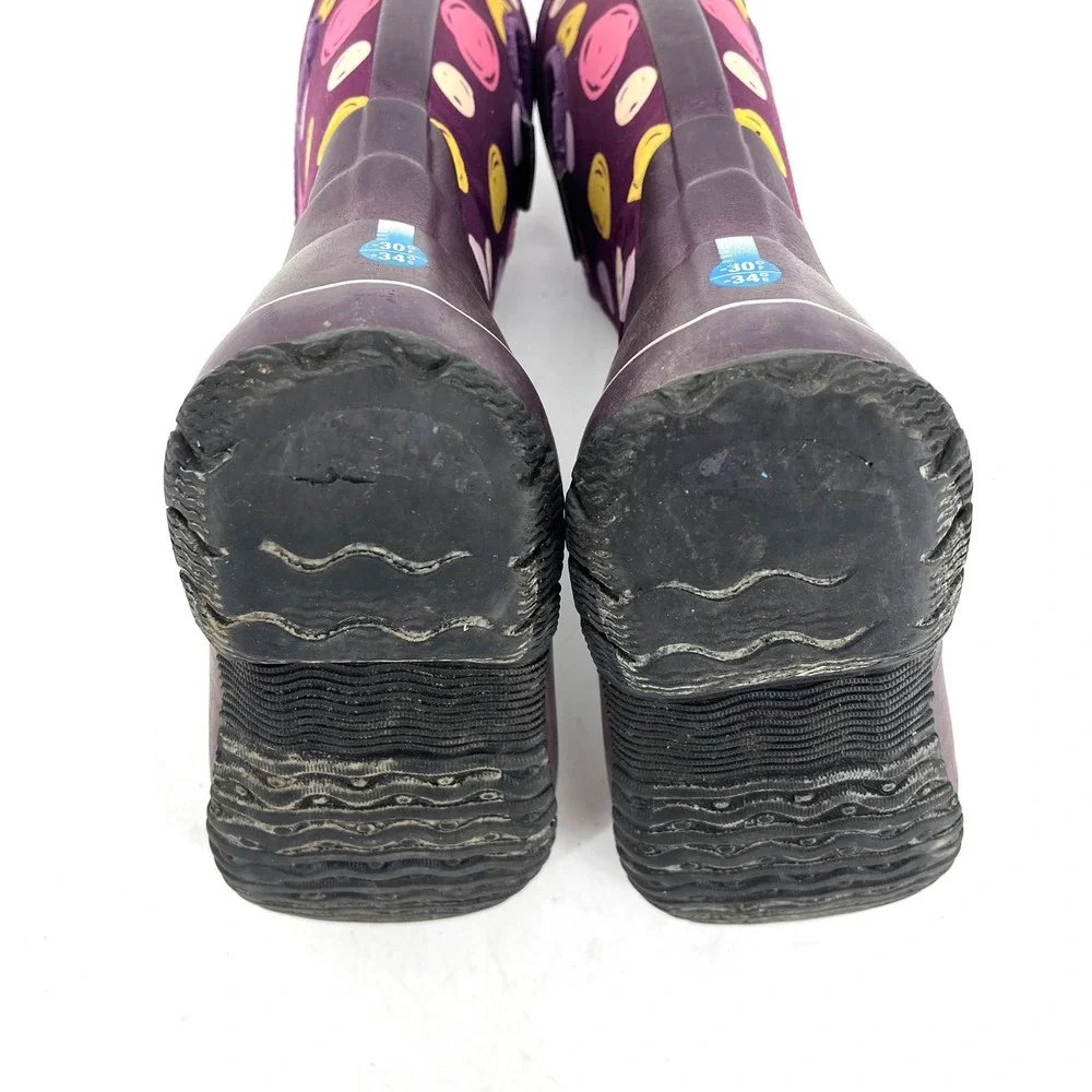 Bogs Kids Waterproof‎ Boots Purple Polka Dot Pull On Rain Boots Youth 1 EU 31